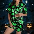 thumbnail image 2 of enyan Women Halloween Pjs Pajama Sets Short Sleeve Pajamas for Women Sets Soft Lounge Sets Casual Sleepwear Green,M, 2 of 7