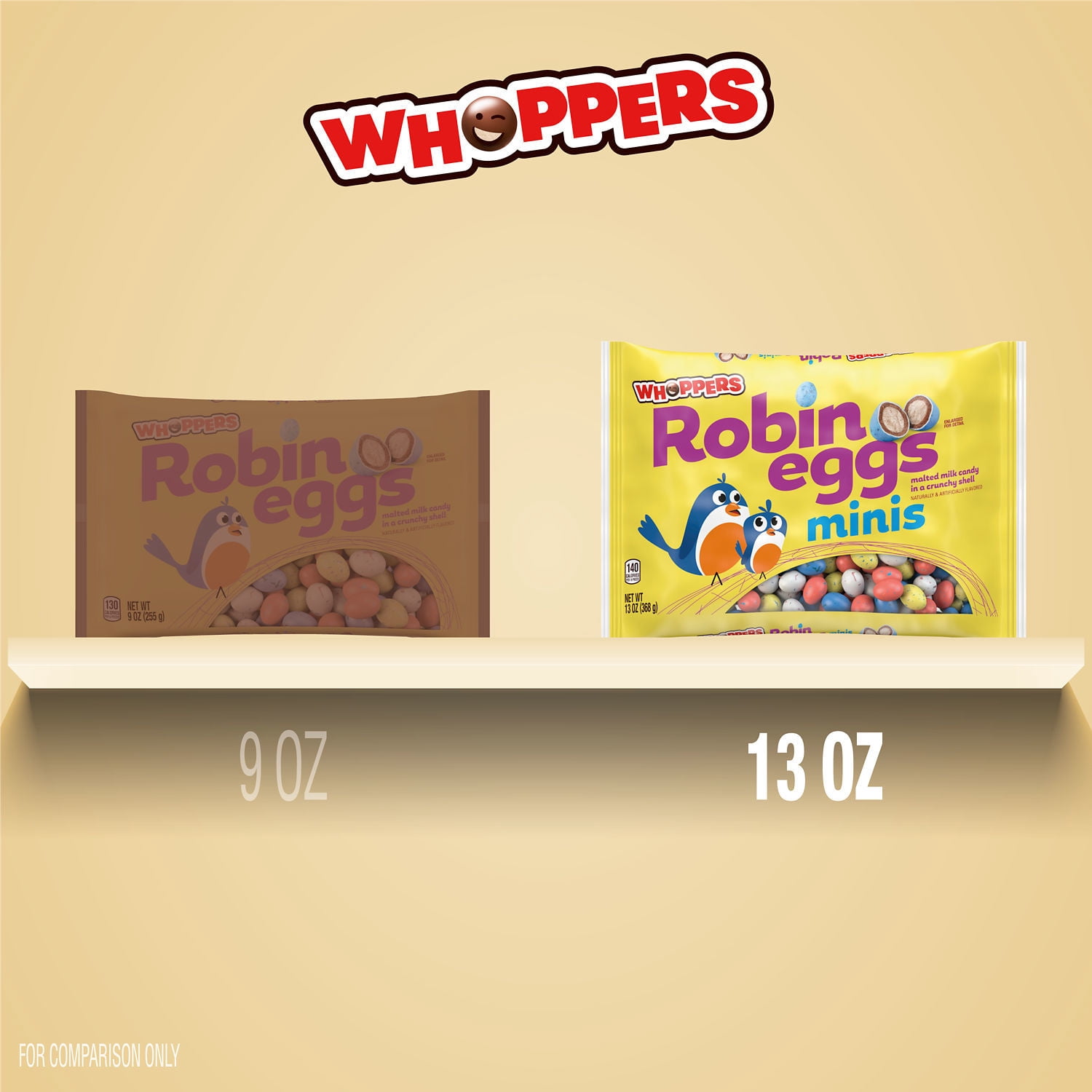 (3 pack) WHOPPERS Robin Eggs Minis Malted Milk Balls, Easter Candy Bag, 13 oz
