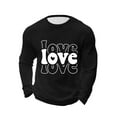 thumbnail image 3 of UVEASISHA Long Sleeve Waffle Shirt Men Big and Tall Casual Valentines Day Graphic Tees Cute Love Letter Print T-Shirts Stretch Workout Pullover Tee Tops Black 5XL, 3 of 9