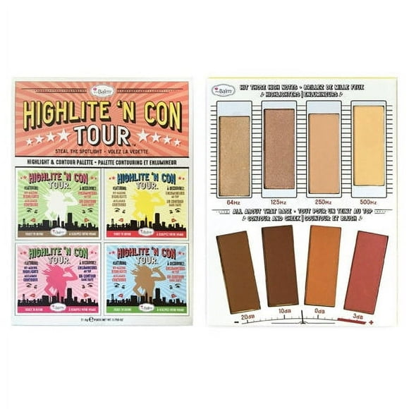 theBalm Highlighting & Makeup Conceal Powders 'N Contour Palette, Highlighters Shimmer, Matte, Bronzer, Blushes, Multicolor, 0.8 onzas