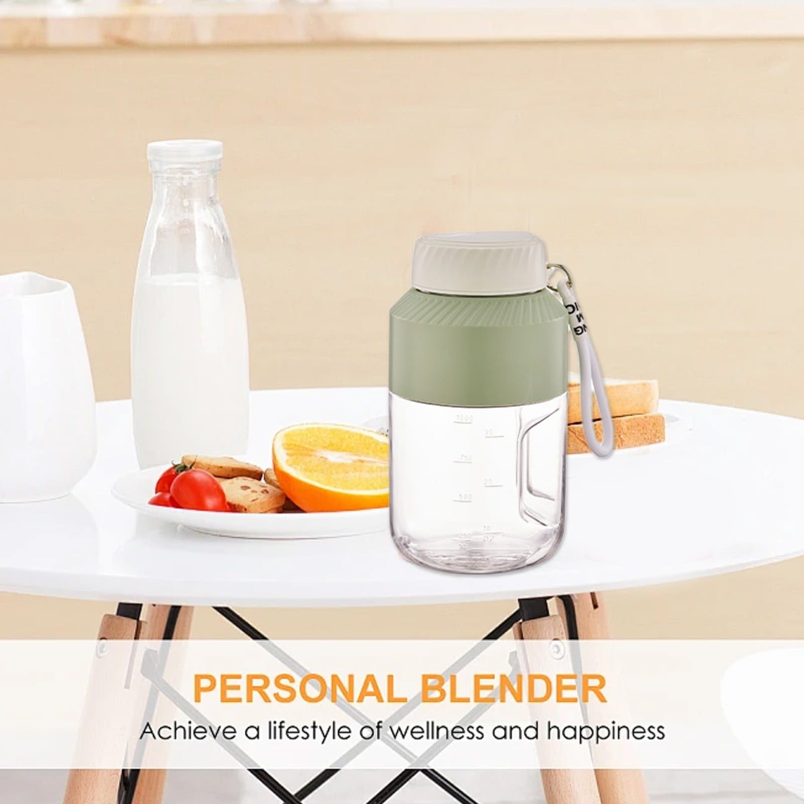Portable Juicer Extractor and Blender, 35.19oz/1000ml Large Capacity, 10 Stainless Steel Blades, USB Rechargeable, for Smoothies, Milkshakes, Slushies, and Food Processing, Green