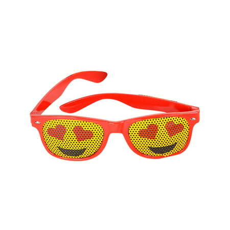 Red Framed Heart Eyes Emoticon Emoji Novelty Glasses Costume Accessory
