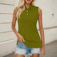 thumbnail image 2 of MIXUE Boho Tops For Women Summer Solid Color Lapel Button Down Sleeveless Sports Casual Vest Basic Pullover Shirts For Women T-shirts Streetwear,Green,XXXL, 2 of 5