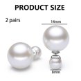 thumbnail image 3 of Pendientes de bola de doble cara para mujer: pendientes elegantes y de moda con pendientes de perlas en la parte delantera y trasera, 3 of 6