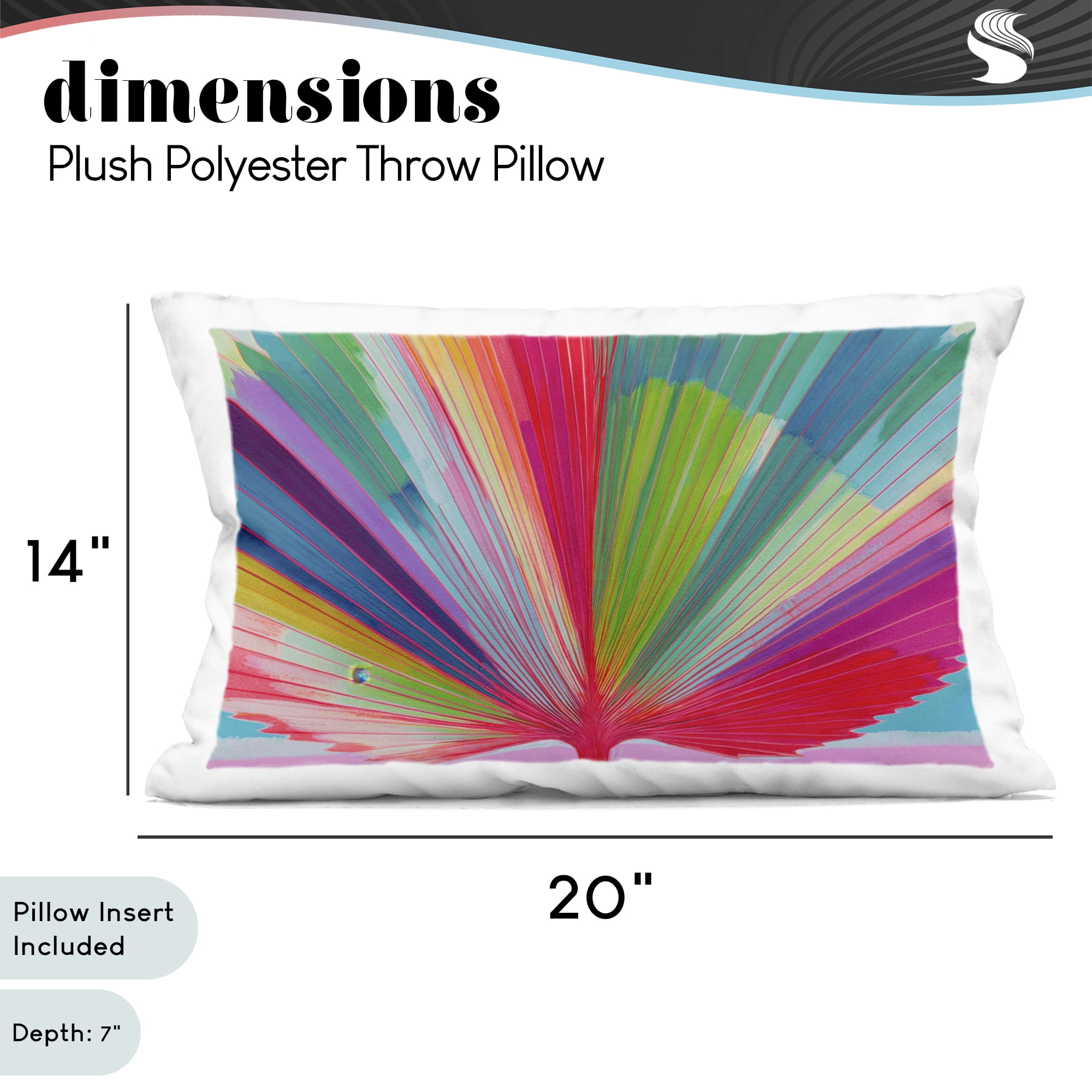Stupell Industries Palm Fan In Spectrum Decorative Printed Throw Pillow, design by Chromatic Storm Studio, 14 x 7 x 20
