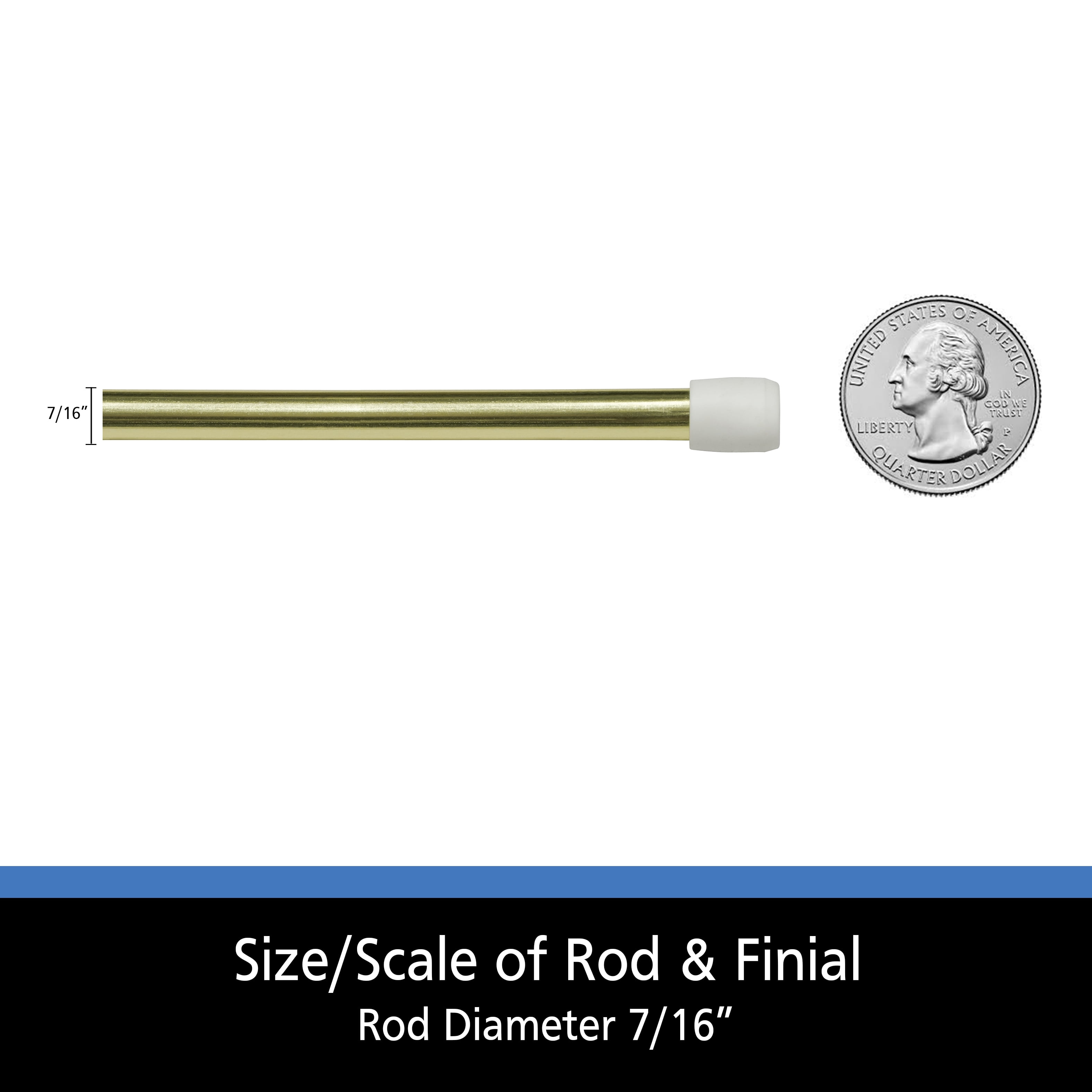 Mainstays 28-48 in. Adjustable Spring Tension Curtain Rod, 7/16 in. Diameter, Brass