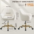 thumbnail image 3 of COOLHUT Office Desk Chair with Padded, Velvet Vanity Chair with Back and Wheels, Comfy Home Office Chiar with Gold Legs, Height Adjustable, Rolling Chair for Vanity Room, Makeup Room, Bedroom, Beige, 3 of 13