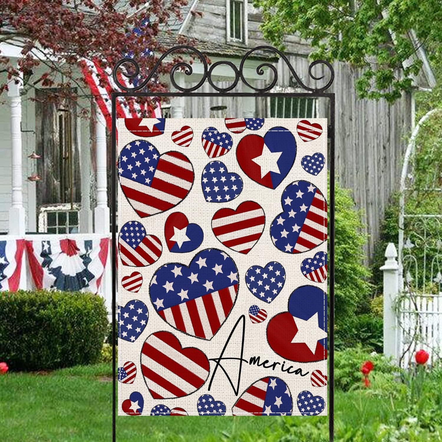 4th of July America House Flag 28x40 Inch Double Sided Outside Independence Day Patriotic American Stars and Stripes Yard Outdoor Decoration