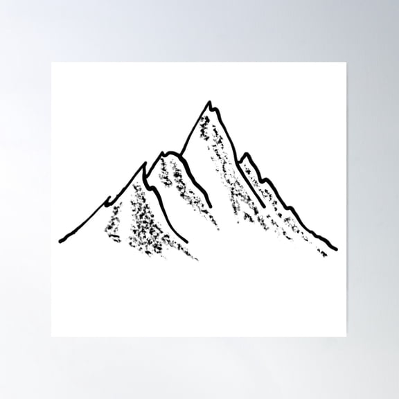 Mountains Sketch Poster Wall Art, Modern Wall Decor For Living Room Bedroom, 30x30 UNFRAMED