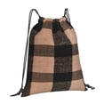 thumbnail image 3 of Leisure Draw String Mouth Backpack 16 X 14 Woven Band Durable Not Easy To Fall Off In Travel Portable Draw String Design Saddlebrown Buffalo Plaid Check Tartan Scotland_1, 3 of 8