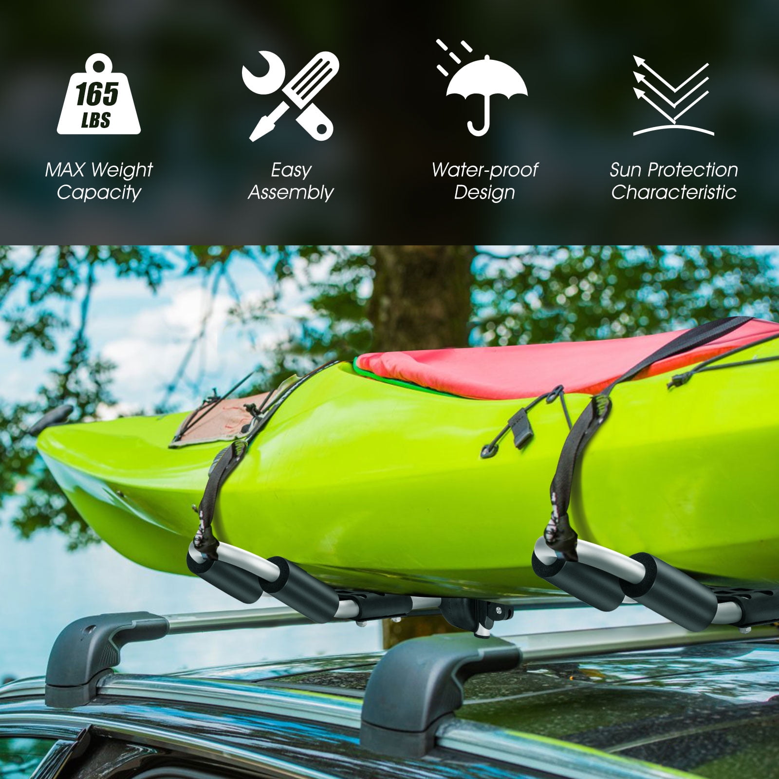 Patiojoy J Bar Kayak Roof Rack Angle adjustment Car Top Carrier