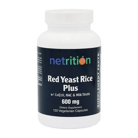 Red Yeast Rice Plus w/ CoQ10, NAC & Milk Thistle Vegetarian Capsules (120) by Netrition (CLEARANCE: Best by December 31, 2024)
