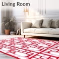 thumbnail image 2 of ODIKA 2'x3' Machine Washable Non-Slip Area Rug, Contemporary Mosaic Tile Grid Patchwork Quilt Design High Traffic Rug with Pad, Red, 535625, 2 of 8