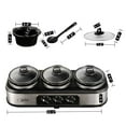 thumbnail image 2 of Superjoe r 3x1.5 Quart 3 Basins Removable Ceramic Pots Food Warmer Stainless Steel Triple Slow Cooker Buffet Serve, 2 of 8