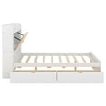 thumbnail image 4 of Queen Size Solid Wood Bed Frame with Storage Headboard, Shelves and 2 Drawers, Platform Bed Frame, Mid Century Bedframe, Wood Foundation(White, Queen), 4 of 9