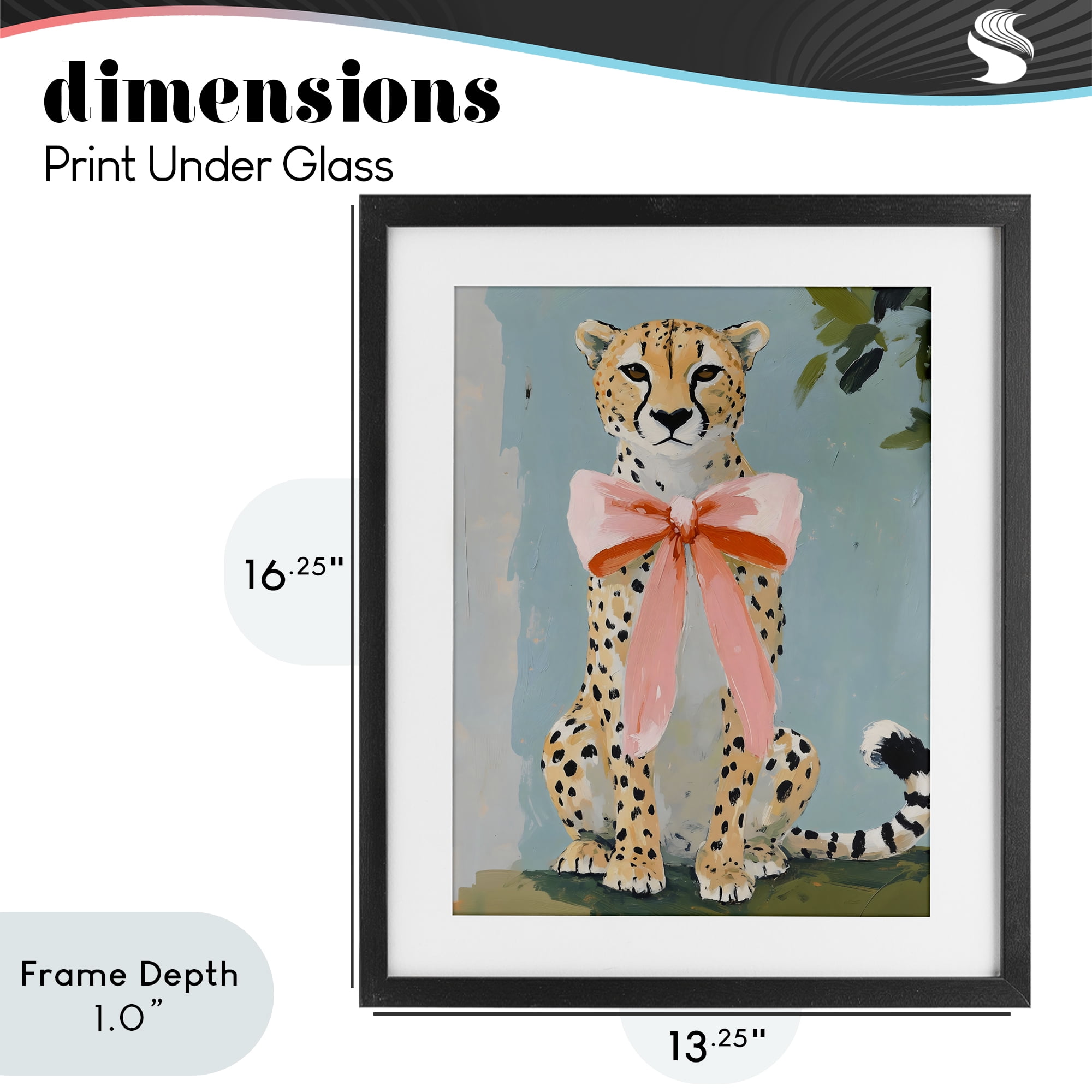 Stupell Industries Cheetah with Big Pink Bow Black Framed Print Under Glass, design by The Prints Vibe