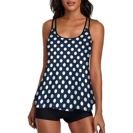 Taoocy Women s Two Piece Swim Top Shorts Plus Size Tankini Swimsuits Tummy Control Bathing Suits