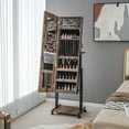 thumbnail image 3 of Giantex Standing Jewelry Cabinet, Lockable Jewelry Armoire Organizer w/ 3-Color Dimmable LED Full-Length Mirror, Brown, 3 of 9