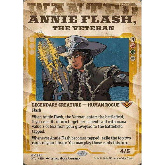 MtG Outlaws of Thunder Junction Mythic Rare Annie Flash, the Veteran (Wanted Poster FOIL) #291