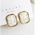 thumbnail image 3 of Clip on 3/4" gold and blue or white hammered stone square earrings, 3 of 5