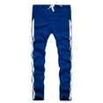 thumbnail image 3 of KDFJPTH Mens Trousers Sweatpants Pants With Stretch Striped Blue L, 3 of 4