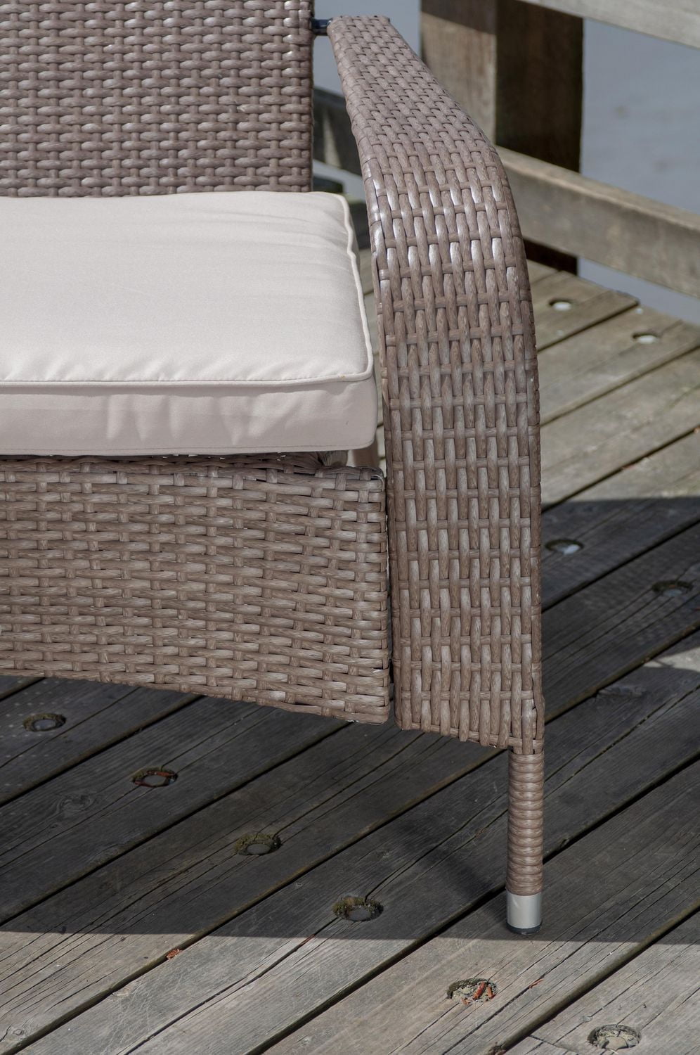 Patioflare Comfort Height Wicker Muskoka Chair - Caramel Brown Wicker with Beige Cushion
