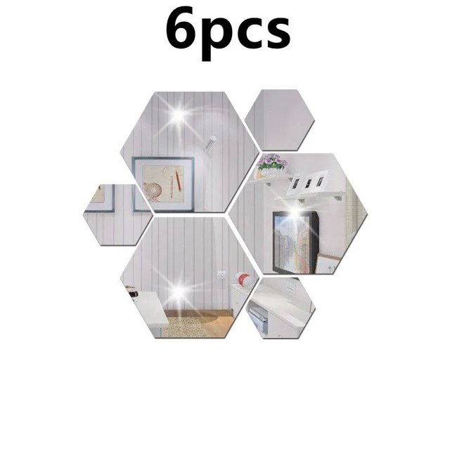 6/12 Uds pegatinas de espejo de pared 3D autoadhesivas DIY forma hexagonal azulejos acrílicos pegatina decoración del hogar pegatina decorativa artística de pared