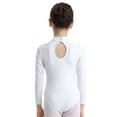 thumbnail image 5 of Yartina Girls Kids Stretch Long Sleeve Mock Neck Leotards Gymnastic Ballet Dance Leotard Top Shirt White XL, 5 of 7