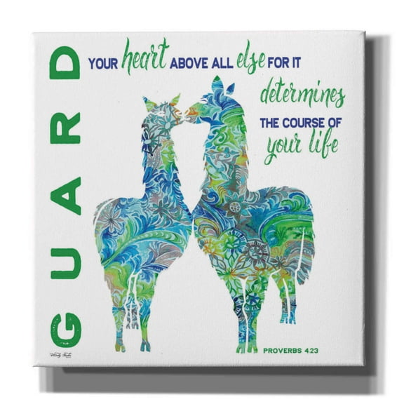 Epic Graffiti 'Guard Your Heart Llamas' by Cindy Jacobs, Canvas Wall Art, 26"x26"