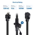 thumbnail image 2 of [UL Listed] Cable Matters 12AWG 50ft 15A Weatherproof Outdoor Power Extension Cord in Black with 6 Spaced Outlets - Outdoor Rated with Built-in Hanging Mounts for Christmas Lights and More, 2 of 7