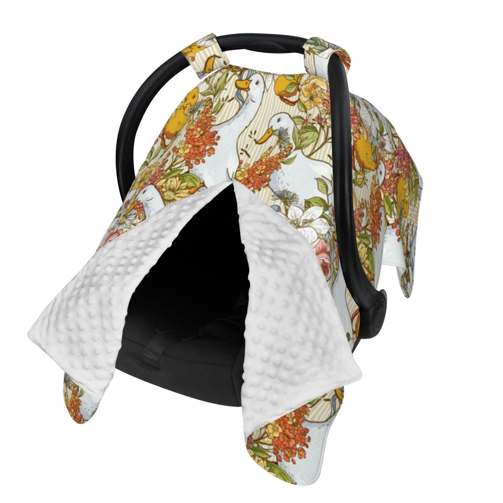 Naloa Ducks and Flowers Baby Car Seat Cover, Breathable Baby Carrier Cover, Multiuse Baby Carrier Cover & Nursing Breastfeeding Cover