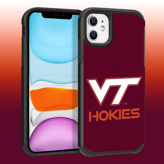 Apple iPhone 11 / XR - Licensed NCAA University of Virginia Tech Hokies Logo on Red Textured Dual Layer Case
