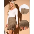 thumbnail image 2 of DARING DIVA Faux Suede Skirt for Women's Vintage High Waist Stretch Bodycon L Camel, 2 of 6