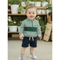 thumbnail image 6 of BemeyourBBs Toddler Boy Shirt Golf Embroidery Striped Half Zipper Long Sleeve Tops, 6 of 9
