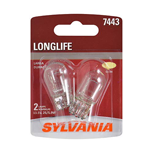 Bombilla Sylvania 7443 en miniatura de larga duración para coche/camión, paquete de 2