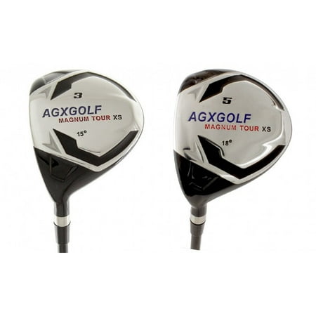 - AGXGOLF Men's MAGNUM 3 & 5 Fairway Woods Set (15, 18 Degree): Graphite Shafts + Head Covers Left Hand, Regular Flex, Regular Length