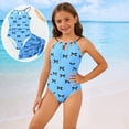 thumbnail image 3 of WOYY Girls Beach Bathing Suit Bow Print One-Piece Swimsuit with Cover Up, Sizes 8-13, 3 of 3