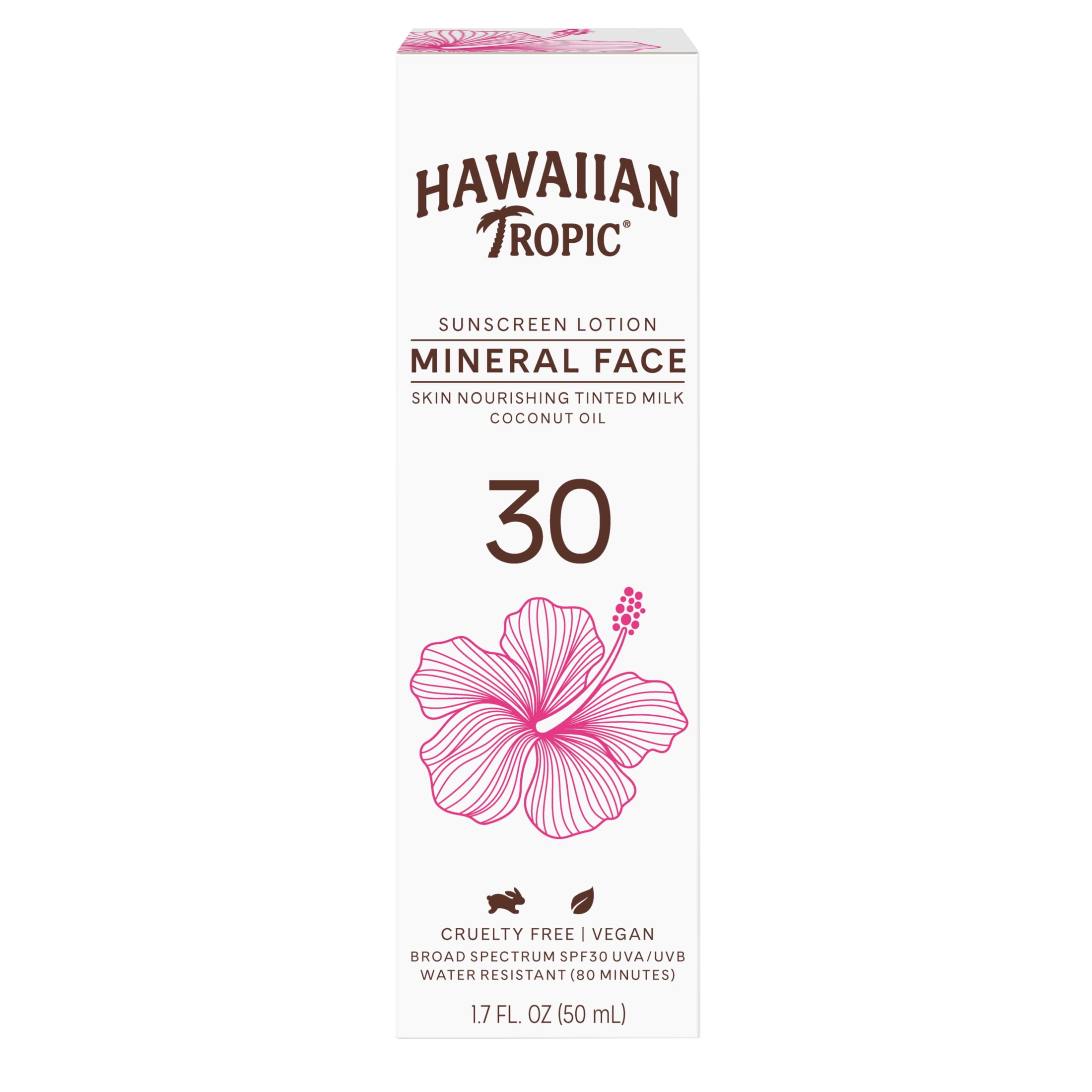 Hawaiian Tropic Mineral Skin Nourishing Milk Sunscreen for Face SPF 30, 1.7oz Travel Size
