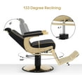thumbnail image 4 of BarberPub Classic Barber Chair, 660Lbs Heavy-duty Hydraulic Pump, Professional Reclining Salon Chair for Hair Stylist, Gold&Black, Barbershop, Salon&Spa Equipment for Adult 8334, 4 of 9