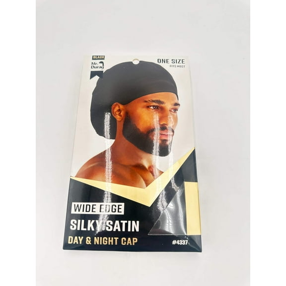 Mr. Durag Wide Edge Silky Satin Day and Night Cap Black One Size 4337
