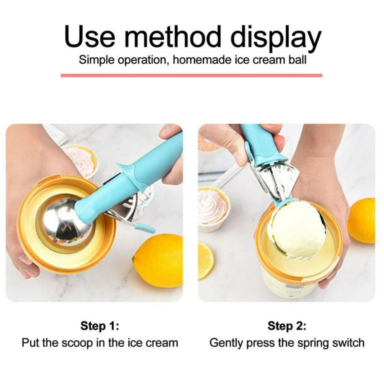 Stainless Steel Ice Cream Scoop Trigger 40mm/60mm Cookie Cupcake Scooper  with Trigger Release for Baking Meatballs Two Sizes(Diameter:6CM)