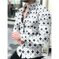 thumbnail image 1 of Camisa de lujo a la moda para hombre, con solapa y botones, color dorado, morado y azul, informal, con estampado de manga larga, cárdigan de fiesta para hombre, talla grande, 1 of 6