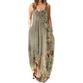 thumbnail image 1 of Maxi Robes d'Été Bretelles Spaghetti Robe Grande Taille Décontractée Plage Boho Robe de Soleil avec Poches, 1 of 5