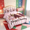 thumbnail image 2 of Manfei Cartoon Christmas Animals 7-Piece King Bedding,Merry Xmas King Bed in a Bag,Pink Reversible, 2 of 7