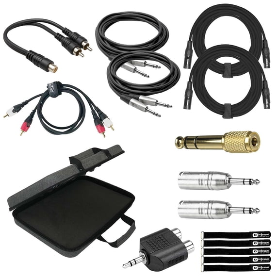 Clutch CL-E171103GY Multipurpose Padded Shell Utility Case with Assorted Cables DJ Accessory Package