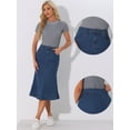 thumbnail image 2 of DARING DIVA Women's High Waisted A-Line Flared Midi Denim Skirt XS Medium Blue, 2 of 6