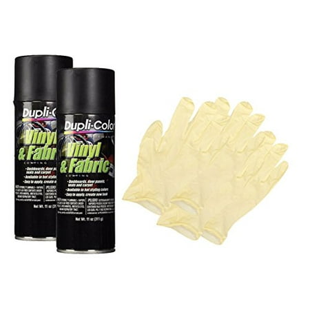 Dupli-Color Flat Black High Performance Vinyl and Fabric Spray (11 oz) Bundle with Latex Gloves (6 (Best Vinyl Spray Paint)