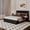 PU Black, variant on Platform Bed Frame with Upholstered Headboard, Strong Wood Slats Support, Noise-Free Design, No Box Spring Needed, Easy to Assemble