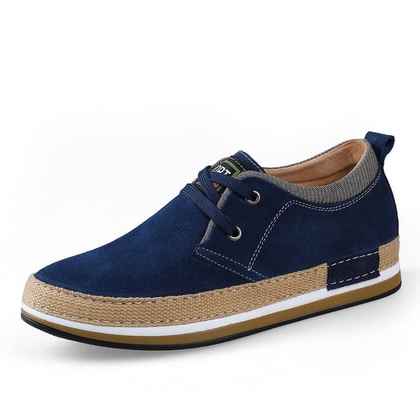 Zapatos de una sola capa de tamaño pequeño con cordones y agujeros de cuero estilo coreano con aumento de altura interior invisible para hombre de Four Seasons