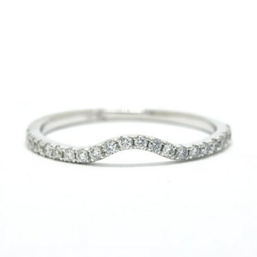 0.17 Ct Round Cut Lab-Created Diamond Curved Wedding Band 14K White Gold Plated